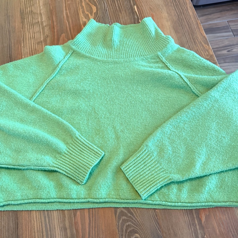 Urban Outfitters lime green mock neck cropped sweater